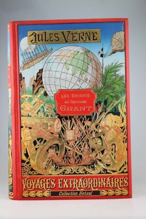 Jules Verne : Les enfants du capitaine Grant. Paris, Hetzel, sd (1905-1914). Un volume grand in-8° relié pleine percaline d'éditeur à décor, cartonnage dit "dos à l'ancre". Magnifique intérieur. Cartonnage absolument rutilant, magnifique exemplaire. A l'ancre.